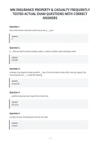 Mn Insurance Property & Casualty Frequently&NewLine;Tested Actual Exam Questions With Correct&NewLine;Answers