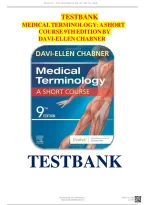 Medical Terminology&colon; A Short Course &ndash; 9th Edition by Davi-Ellen Chabner &vert; Complete Test Bank with Questions and Answers&NewLine;