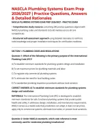 NASCLA Plumbing Systems Exam Prep 2026&sol;2027 &vert; Practice Questions&comma; Answers & Detailed Rationales