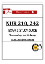 NUR 210&comma; 242 &NewLine;EXAM 3 STUDY GUIDE &NewLine;Pharmacology and Medsurge &NewLine;Galen College of Nursing &NewLine;