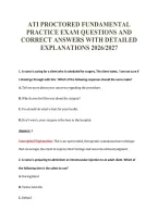 Ati Proctored Fundamental&NewLine;Practice Exam Questions And&NewLine;Correct Answers With Detailed&NewLine;Explanations 2026&sol;2027