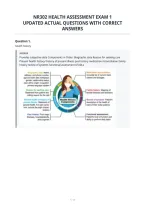 Nr302 Health Assessment Exam 1&NewLine;Updated Actual Questions With Correct&NewLine;Answers