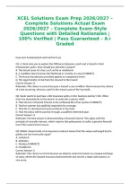 XCEL Solutions Exam Prep 2026&sol;2027 &ndash; Complete Solutions Actual Exam 2026&sol;2027 &ndash; Complete Exam-Style Questions with Detailed Rationales &vert; 100&percnt; Verified &vert; Pass Guaranteed &ndash; A&plus; Graded