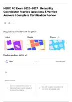 NERC RC Exam 2026&ndash;2027 &vert; Reliability Coordinator Practice Questions & Verified Answers &vert; Complete Certification Review