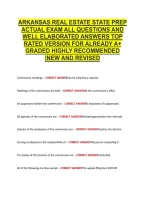 Arkansas Real Estate State Prep &NewLine;Actual Exam All Questions And &NewLine;Well Elaborated Answers Top &NewLine;Rated Version For Already A&plus; &NewLine;Graded Highly Recommended &NewLine;&vert;New And Revised 