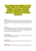 Auctioneer Exam Newest Actual &NewLine;Exam Complete Questions And &NewLine;Correct Detailed Answers &NewLine;&lpar;Verified Answers&rpar; &vert;Already &NewLine;Graded A&plus;&vert;&vert;Brand New Version &NewLine;2026&sol;2027&excl;&excl;&excl; 