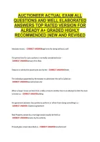 Auctioneer Actual Exam All &NewLine;Questions And Well Elaborated &NewLine;Answers Top Rated Version For &NewLine;Already A&plus; Graded Highly &NewLine;Recommended &vert;New And Revised 