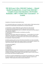 NR 326 Exam 1 &lpar;New 2026&sol;2027 Update&rpar; &mdash; Mental Health Nursing Review Actual Exam 2026&sol;2027 &ndash; Complete Exam-Style Questions with Detailed Rationales &vert; 100&percnt; Verified &vert; Pass Guaranteed &ndash; A&plus; Graded