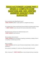 Texas Auctioneer License-Part 1 &NewLine;Grade A&plus; Complete Exam &NewLine;Questions And 100&percnt; Verified &NewLine;Answers &lpar;2026&sol;2027&rpar; Pass &NewLine;Guarantee 