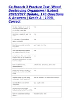 Ca Branch 3 Practice Test &lpar;Wood Destroying Organisms&rpar; &lpar;Latest 2026&sol;2027 Update&rpar; 170 Questions & Answers &vert; Grade A &vert; 100&percnt; Correct&NewLine;