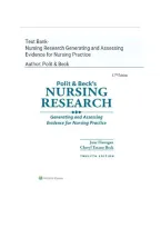 Test Bank- Polit & Beck's Nursing Research Generating and Assessing Evidence for Nursing Practice 12Th Edition &lpar; CHERYL TATANO BECK&comma; 2024&rpar; Latest Edition &vert;&vert; All Chapters