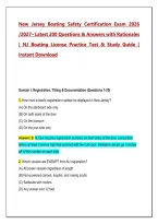 New Jersey Boating Safety Certification Exam 2026&sol;2027 &ndash; 200 Practice Questions & Answers with Detailed Rationales &vert; NJ Boating License Study Guide
