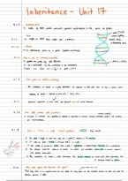 IGCSE CIE Biology summary notes&colon; Unit 17 Inheritance