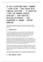 Cs 6515 Algorithms Exam 3 Summary&NewLine;&vert; Study Guide &vert; 2026 Update With&NewLine;Complete Solutions &ndash; Gt &lbrack;Question&NewLine;1-200&rsqb; And Answers Updated&NewLine;2026&sol;2027 &vert; 100&percnt; Verified &vert;&NewLine;Detailed Rationales &ndash; Pass&NewLine;Guaranteed A&plus; Graded &vert; Instant&NewLine;Download