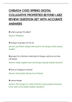Chem134 C002 Spring Digital&NewLine;Colligative Properties Beyond Labz&NewLine;Review Question Set With Accurate&NewLine;Answers