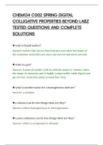 Chem134 C002 Spring Digital&NewLine;Colligative Properties Beyond Labz&NewLine;Tested Questions And Complete&NewLine;Solutions