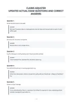 Claims Adjuster&NewLine;Updated Actual Exam Questions And Correct&NewLine;Answers