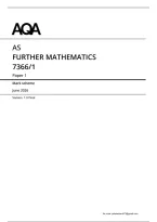 AQA AS Level Further Mathematics Paper 1 Mark Scheme 2026