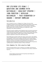 Nur 272&sol;Nurs 272 Exam 1 &vert;&NewLine;Questions And Answers With&NewLine;Rationales &vert; 2026&sol;2027 Updated &vert;&NewLine;100&percnt; Verified &vert; Detailed&NewLine;Rationales &ndash; Pass Guaranteed A&plus;&NewLine;Graded &vert; Instant Download