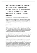 Nur 274&sol;Nurs 274 Exam 3 &lpar;Cardiac&rpar;&NewLine;&lbrack;Question 1-200&rsqb; And Answers&NewLine;Updated 2026&sol;2027 &vert; 100&percnt; Verified&NewLine;&vert; Detailed Rationales &ndash; Pass&NewLine;Guaranteed A&plus; Graded &vert; Instant&NewLine;Download