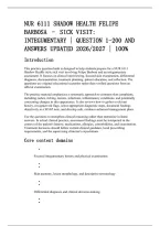 Nur 6111 Shadow Health Felipe&NewLine;Barbosa &ndash; Sick Visit&colon;&NewLine;Integumentary &vert; Question 1-200 And&NewLine;Answers Updated 2026&sol;2027 &vert; 100&percnt;