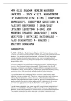 Nur 6121 Shadow Health Maureen&NewLine;Hopkins &ndash; Sick Visit&colon; Management&NewLine;Of Endocrine Conditions &vert; Complete&NewLine;Transcript&comma; Interview Questions &&NewLine;Patient Responses &vert; 2026&sol;2027&NewLine;Updated &lbrack;Question 1-200&rsqb; And&NewLine;Answers Updated 2026&sol;2027 &vert; 100&percnt;&NewLine;Verified &vert; Detailed Rat