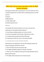 EMS 1021 Course Exam Questions with Verified&NewLine;Correct Answers