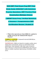2026 EMT Final Exam Prep EMT Final  Study Guide 2026&sol;2027 with Solutions&comma;  Practice Questions&comma; EMT Practice Final  Examination &lpar;Multiple Choice&rpar;  &vert; NREMT Exam Prep &vert; Verified Questions  & Answers &vert; Comprehensive EMT  Certification Review &vert; Graded A&plus; 