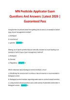 MN Pesticide Applicator Exam Questions And Answers &vert;Latest 2026 &vert; &NewLine;Guaranteed Pass
