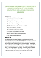 Wgu E010 Objective Assessment &vert; Foundations Of &NewLine;Programming &lpar;Python&rpar; &vert; Comprehensive &NewLine;Practice Exam With Verified Answers And &NewLine;Solutions