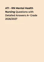 ATI &ndash; RN Mental Health Nursing Questions with Detailed Answers A&plus; Grade 2026&ndash;2027 &vert; Questions&comma; Answers & Rationales