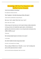 Kinesiology 100 Final Test Questions with&NewLine;Verified Correct Answers