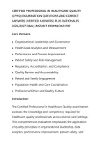 Certified Professional In Healthcare Quality&NewLine;&lpar;Cphq&rpar; Examination Questions And Correct&NewLine;Answers &lpar;Verified Answers&rpar; Plus Rationales&NewLine;2026&sol;2027 Q&A &vert; Instant Download Pdf