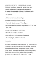 Massachusetts Fire Protection Sprinkler&NewLine;Contractor Exam 2026&sol;2027 Questions And&NewLine;Correct Answers &lpar;Verified Answers&rpar; Plus&NewLine;Rationales 2026 Q&A &vert; Instant Download Pdf