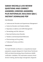 Sarah Michelle Live Review&NewLine;Questions And Correct&NewLine;Answers &lpar;Verified Answers&rpar;&NewLine;Plus Rationales 2025&sol;2026 Q&A &vert;&NewLine;Instant Download Pdf
