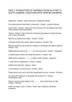 Nace 1 Foundations Of Nursing Lpn-Rn Nln Part 3  South Alabama  Questions With Verified Answers