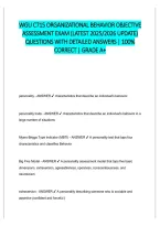 WGU C715 Organizational Behavior Study Guide 2026&sol;2027 &vert; Complete Exam Prep&comma; Practice Questions and Answers&comma; Key Concepts Review