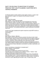 Nace I Pn-Rn Exam Foundations Of Nursing Practice Test  South Alabama  Questions With Verified Answers