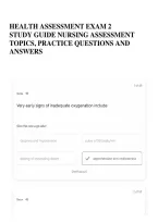 Health Assessment Exam 2 Study Guide  Nursing Assessment Topics&comma; Practice Questions and Answers
