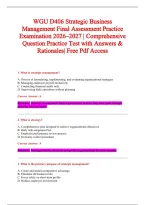 WGU D406 Strategic Business Management Exam 2026-2027 QUESTIONS AND ANSWERS ALREADY GRADED A&plus;&period;&NewLine;100&percnt; Verified Solutions &vert; Updated Per Latest Guidelines &vert; Graded A&plus;