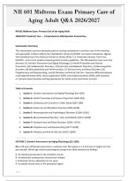 NR 601 Midterm Exam Primary Care of&NewLine;Aging Adult Q&A 2026&sol;2027