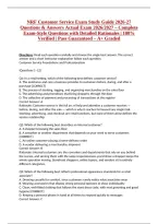 NRF Customer Service Exam Study Guide 2026-27 Questions & Answers Actual Exam 2026&sol;2027 &ndash; Complete Exam-Style Questions with Detailed Rationales &vert; 100&percnt; Verified &vert; Pass Guaranteed &ndash; A&plus; Graded