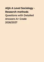 AQA A Level Sociology &ndash; Research Methods &ndash; Practice Questions with Detailed Answers A&plus; Grade &ndash; Questions&comma; Answers & Rationales