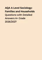 AQA A Level Sociology &ndash; Families and Households Questions with Detailed Answers A&plus; Grade &ndash; Questions&comma; Answers & Rationales