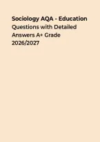 Sociology AQA - Education Questions with Detailed Answers A&plus; Grade 2026&ndash;2027 &ndash; Questions&comma; Answers & Rationales