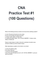 CNA Practice Test 1 2026&sol;2027 &vert; 100 Questions & Answers&comma; Certified Nursing Assistant Exam Prep & Study Guide