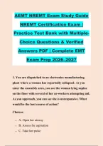 AEMT NREMT Exam Study Guide &NewLine;NREMT Certification Exam &vert; &NewLine;Practice Test Bank with Multiple&NewLine;Choice Questions & Verified &NewLine;Answers PDF &vert; Complete EMT &NewLine;Exam Prep 2026&ndash;2027