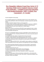 New Hampshire Adjuster Exam Prep&colon; Series 12-75 Questions With Correct Updated Answers Actual Exam 2026&sol;2027 &ndash; Complete Exam-Style Questions with Detailed Rationales &vert; 100&percnt; Verified &vert; Pass Guaranteed &ndash; A&plus; Graded