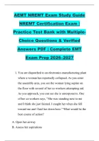 AEMT NREMT Exam Study Guide &NewLine;NREMT Certification Exam &vert; &NewLine;Practice Test Bank with Multiple&NewLine;Choice Questions & Verified &NewLine;Answers PDF &vert; Complete EMT &NewLine;Exam Prep 2026&ndash;2027