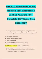 NREMT Certification Exam &vert; &NewLine;Practice Test Questions & &NewLine;Verified Answers PDF &vert; &NewLine;Complete EMT Exam Prep &NewLine;2026&ndash;2027 
